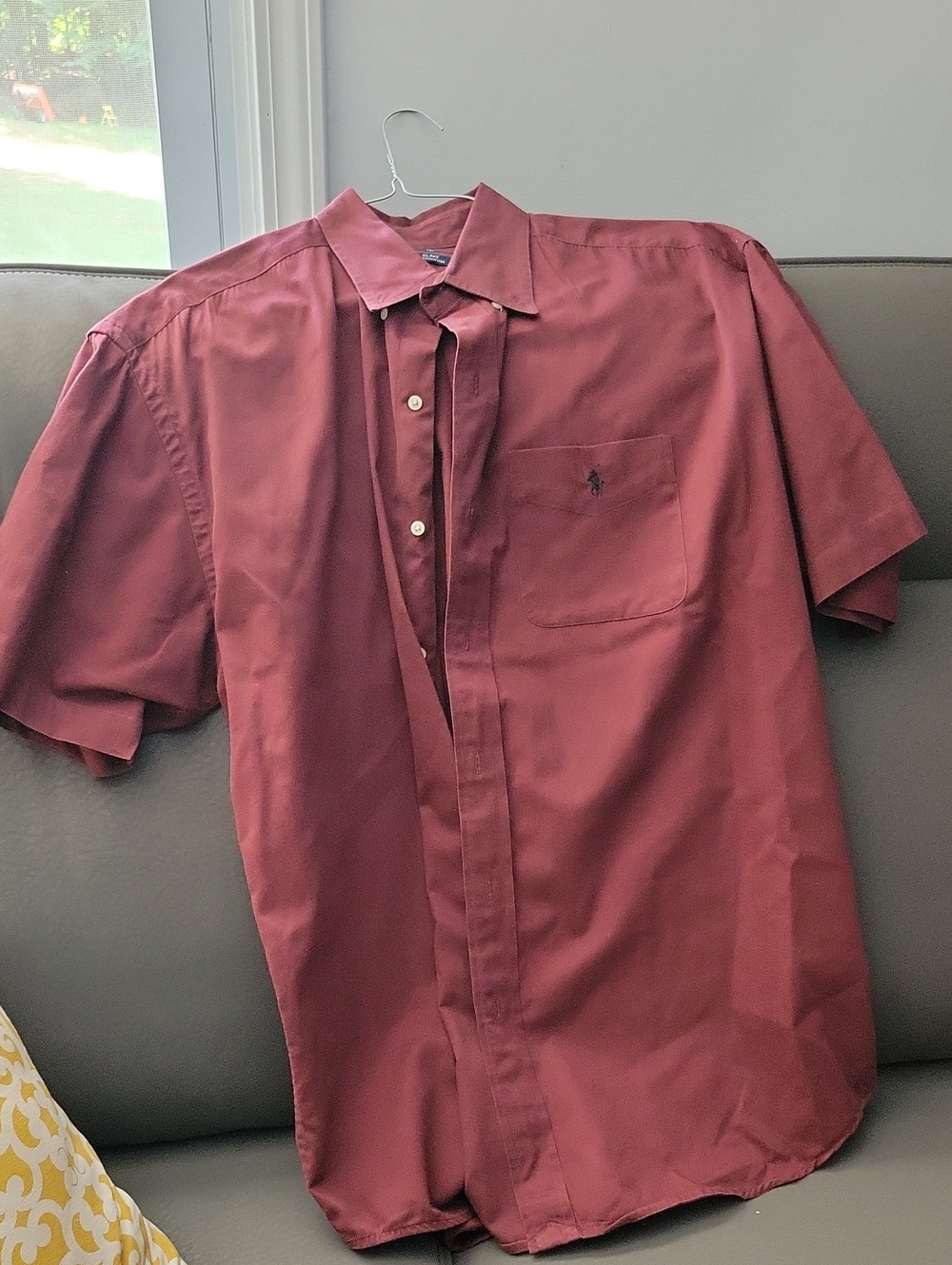 Ralph Lauren Men's Short Sleeve Button-Down Shirt - Burgundy